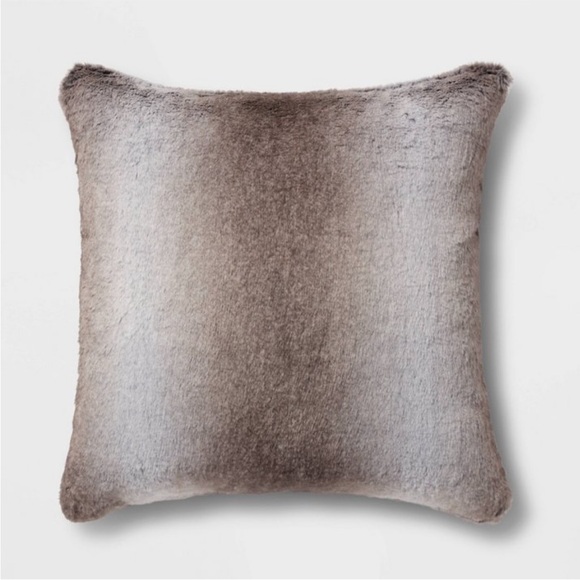 Neutral Faux Fur Throw Pillow Threshold Ombre Design - Picture 1 of 5